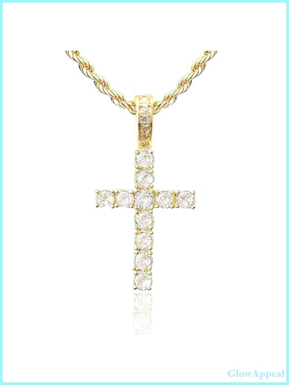 14K Gold Plated Cross Necklace Cubic Zirconia Pendant Christian Gift